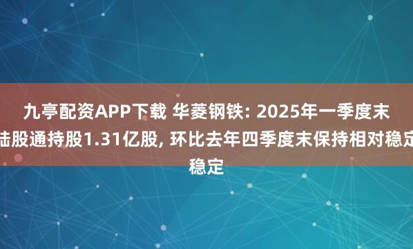 九亭配资APP下载 华菱钢铁: 2025年一季度末陆股通持股1.31亿股, 环比去年四季度末保持相对稳定