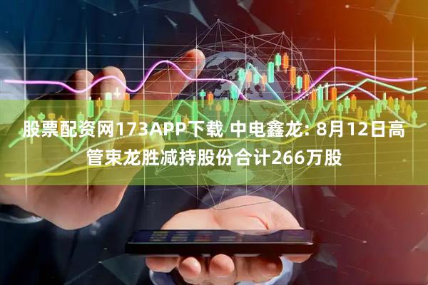 股票配资网173APP下载 中电鑫龙: 8月12日高管束龙胜减持股份合计266万股