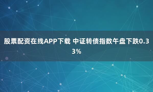 股票配资在线APP下载 中证转债指数午盘下跌0.33%